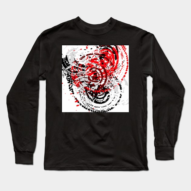 red black white silver grey abstract digital art Long Sleeve T-Shirt by katerina-ez